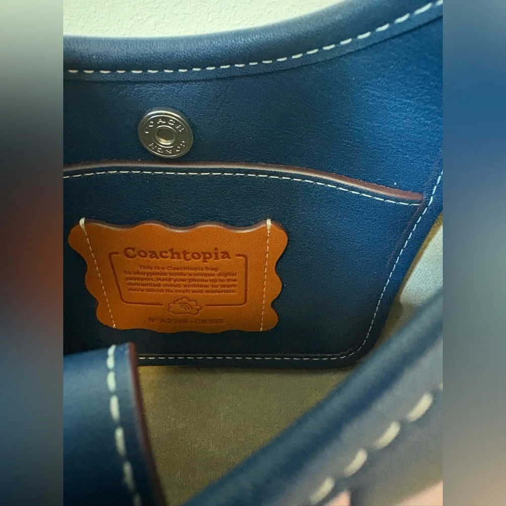 Coachtopia Ergo Handbag In Upcrafted Checkerboard Leather Deep Blue/Ice Purple - Picture 6 of 11